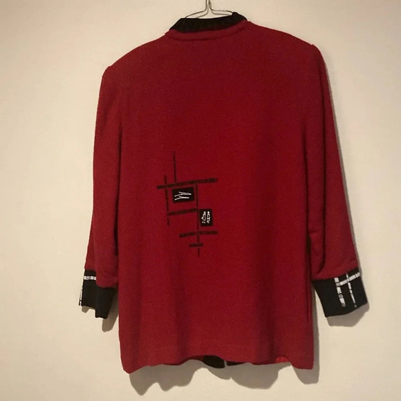 K.d. Spring women’s blazer lined red large wearable art made in the USA ‼️rare‼️ - Picture 2 of 15